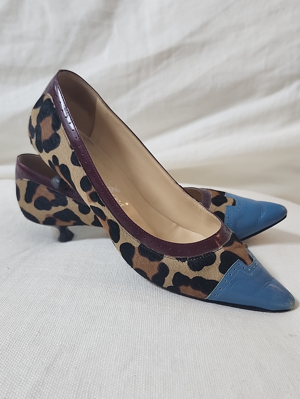 SchoShoes Leopard Print Kitten Heel Pumps